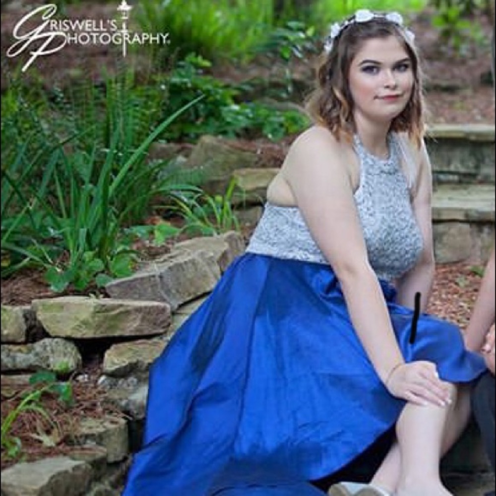 B. Darlin High Low Halter-Top Formal Dress